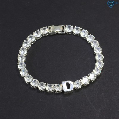 Lắc tay bạc nam đính đá chữ D phong cách cá tính sang trọng LTA0128 - Trang Sức TNJ