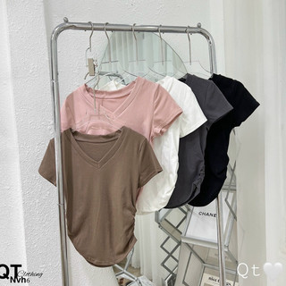 Áo thun cổ tim bo eo-LADY.Clothing