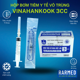 Hộp 100 bơm tiêm y tế 3cc vinahankook bơm tiêm xilanh 3ml vô trùng - tặng kim / nhiều cỡ