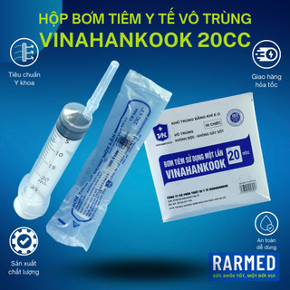 Hộp 50 bơm tiêm 20cc vinahankook bơm tiêm y tế xilanh 20ml vô trùng - tặng kim / nhiều cỡ
