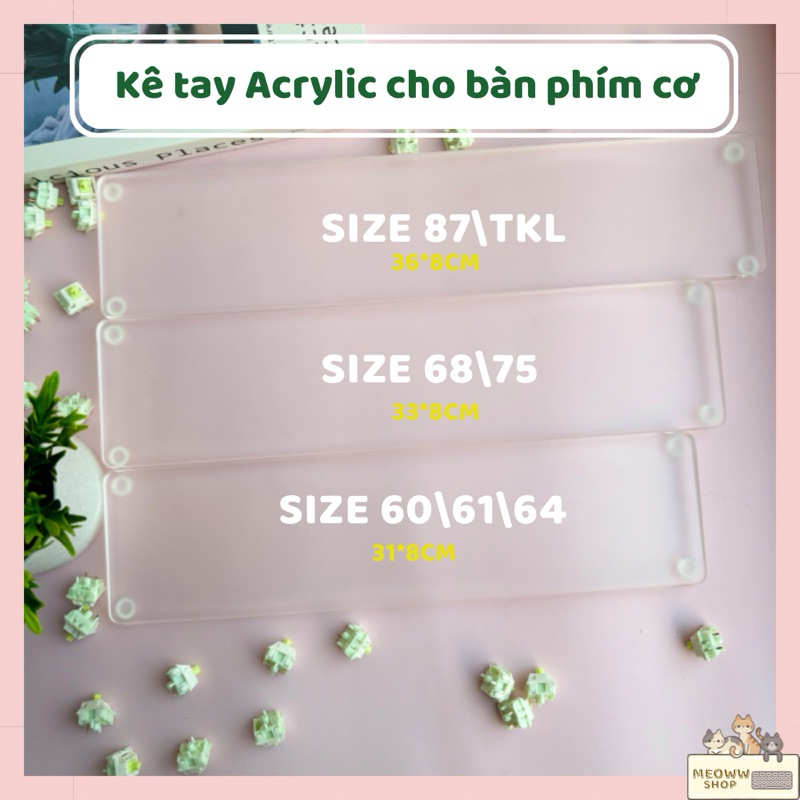 Kê tay trong suốt | Kê tay dùng cho bàn phím trong suốt / Kệ trưng bàn phím