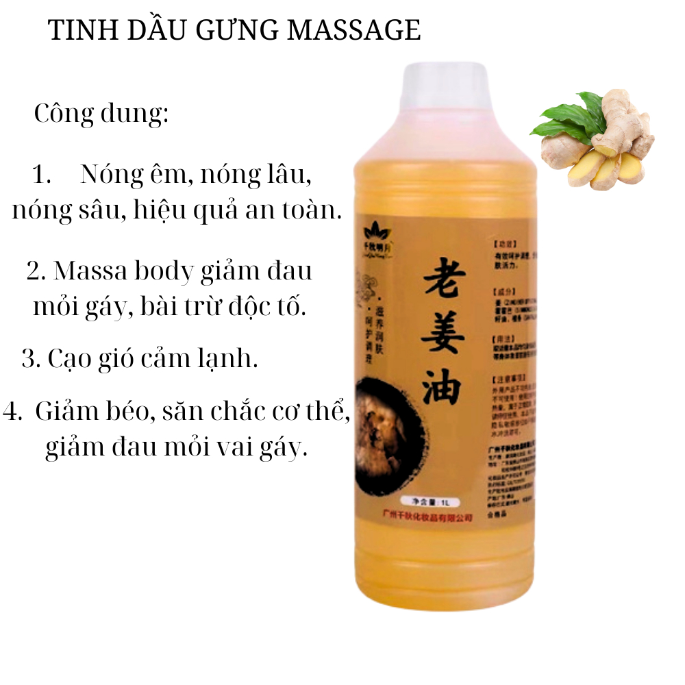 Tinh dầu gừng non (1000ml) massage cơ thể, với thành phần tự nhiên từ ngải cứu