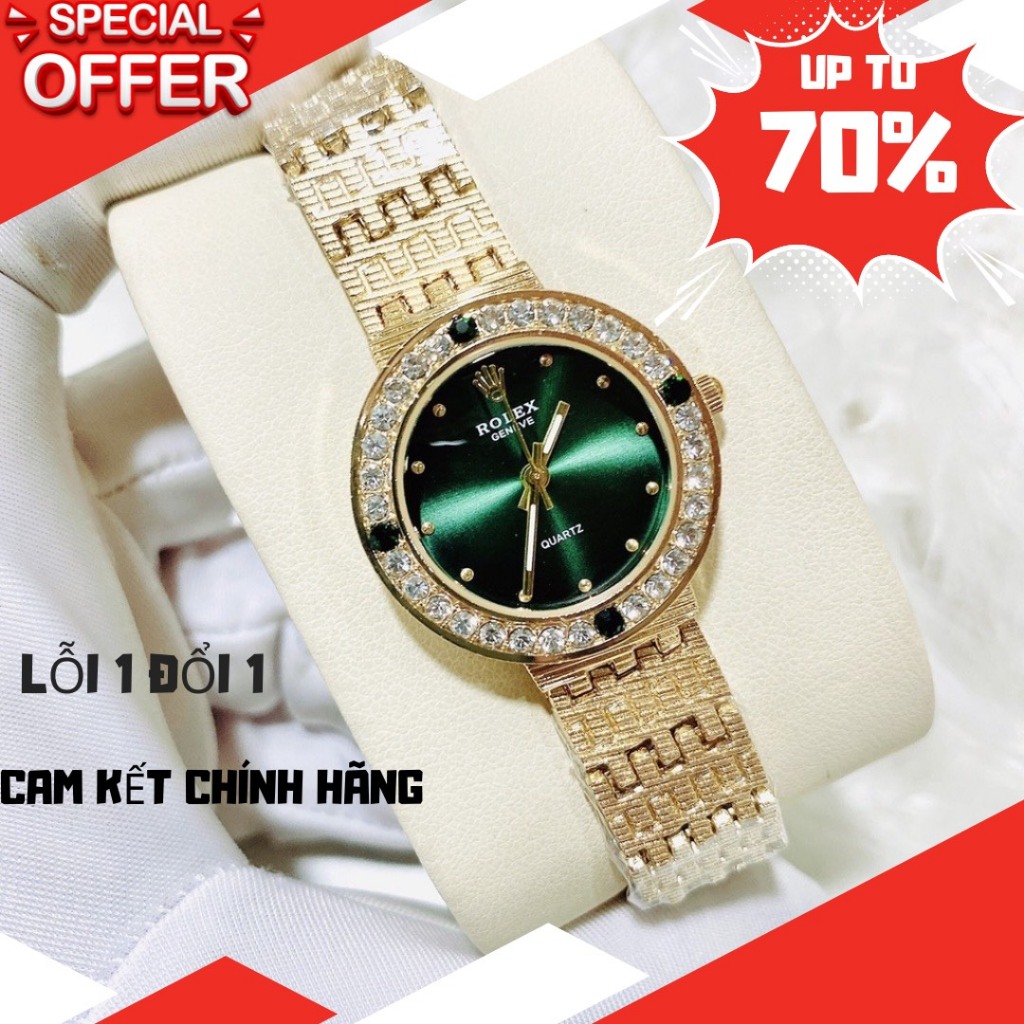[CAO CẤP]Đồng hồ nữ rolex chính hãng mặt tròn A123 dây kim loại mạ vàng ,chống nước tuyệt đối,bảo hà