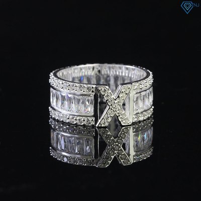 Nhẫn bạc nam chữ X đính đá sang trọng cá tính NNA0576 - Trang Sức TNJ
