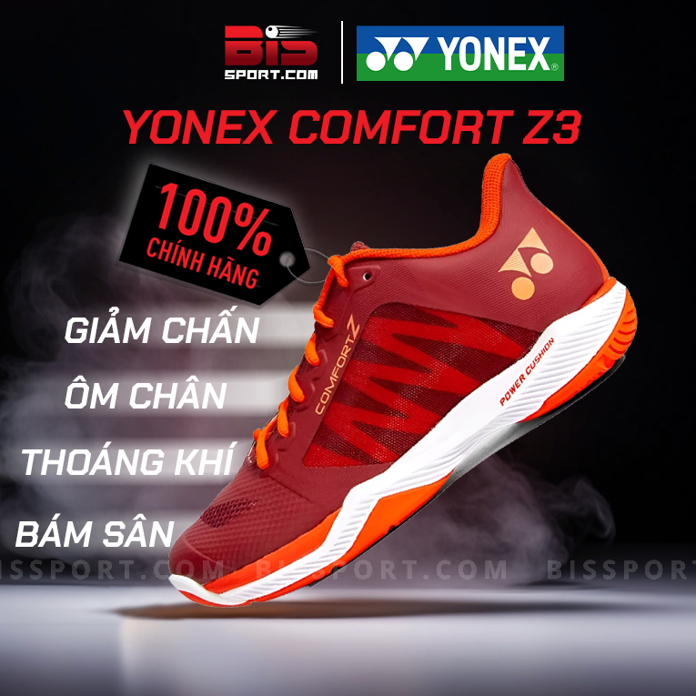 Giày Cầu Lông Yonex Comfort Z3 Đỏ Chính Hãng - Thiết Kế Hiện Đại, Thoải Mái, Độ Đàn Hồi Và Chống Trơn Trượt Tốt