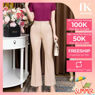 Quần Ống Loe Nữ NK FASHION Thiết Kế Cạp Cao 2 Cúc Chất Vải Nhập Hàn Dày Dặn Đứng Phom Phong Cách Thanh Lịch UKQU2301001