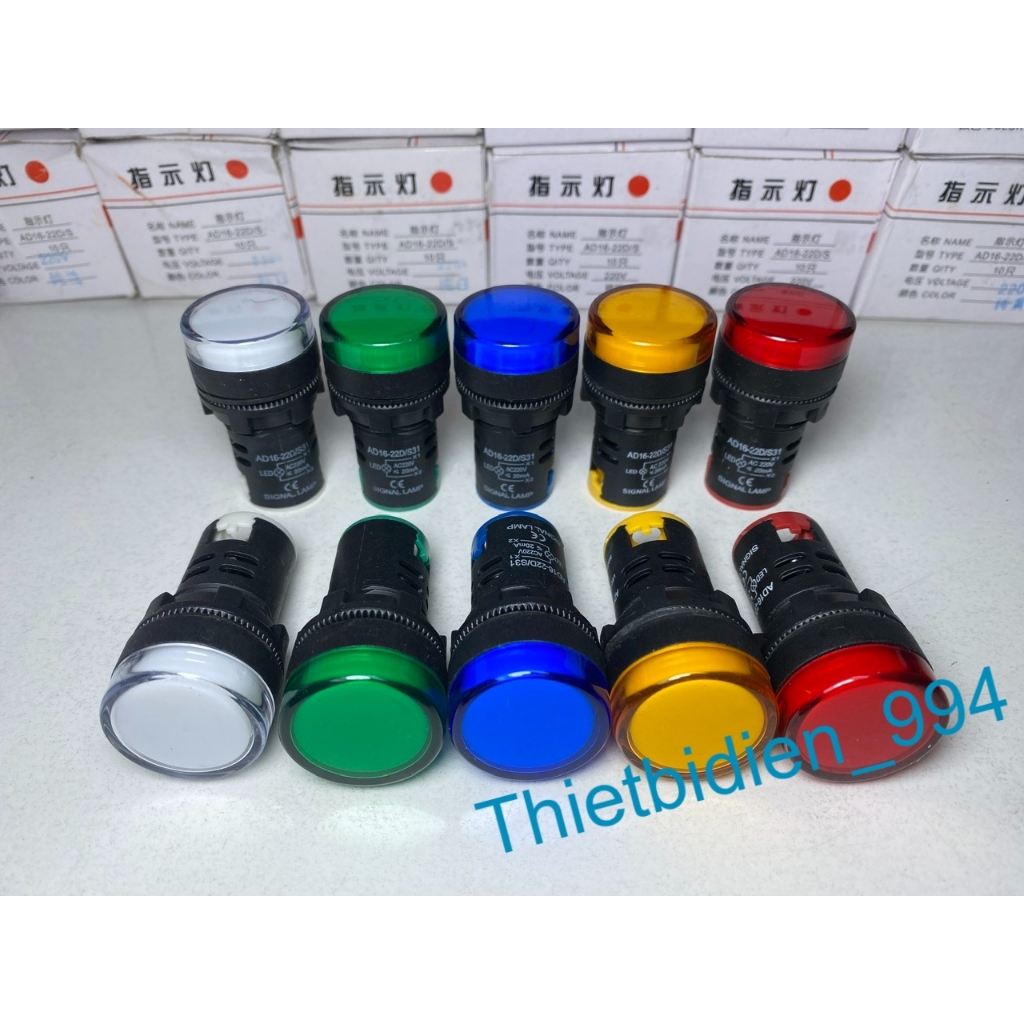 Đèn led báo pha AD16-22DS phi 22mm điện áp 220VAC