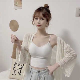 Áo hai dây 💖freeship💖 áo lót ngực bra 2 dây len tăm thân dài kiểu dáng body phong cách thời trang cho nữ