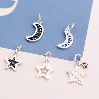 Charm bạc thái Móc treo mặt trăng và ngôi sao - Charm Bạc 925 - Mã CA260