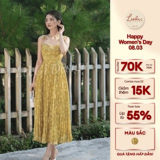 Váy hai dây hoa nổi LeeGi Design phong cách thướt tha nữ tính