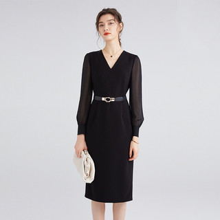 Váy thun umi cổ V tay voan