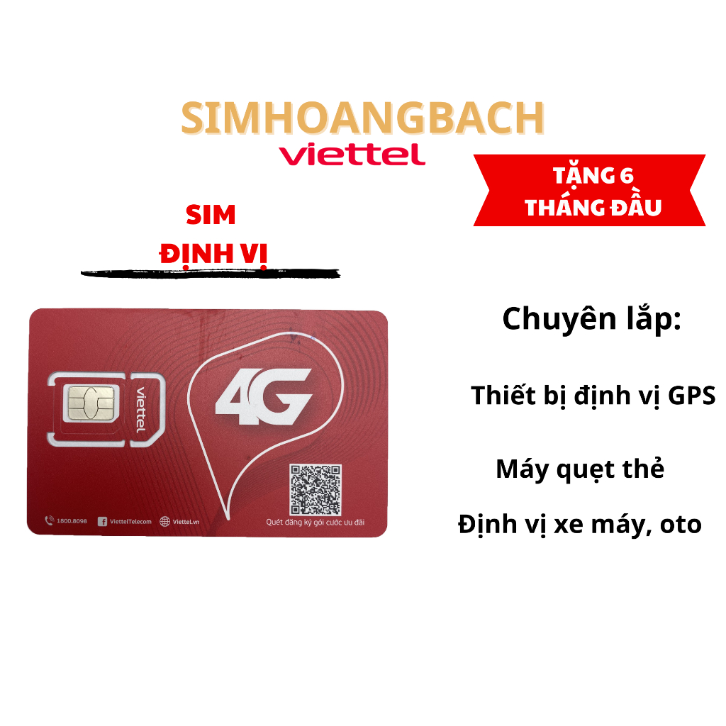 Sim 4G VIETTEL 1 năm dùng cho thiết bị định vị xe máy, định vị ô tô, máy quẹt thẻ 12 tháng