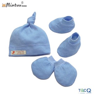 Set Mũ sơ sinh cây thông - tay chân bo sọc thương hiệu MINTUU - 9037