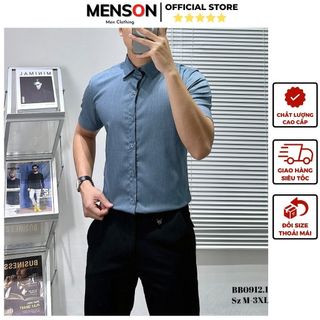 Áo sơ mi trơn cộc tay vân xước vải sợi tre chống nhăn thấm hút mồ hôi trẻ trung thời trang cao cấp Menson MH40912