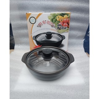 Nồi đất nắp kiếng 7 inch - nồi nấu mì cay ( 20cm x 18cm x 6cm)