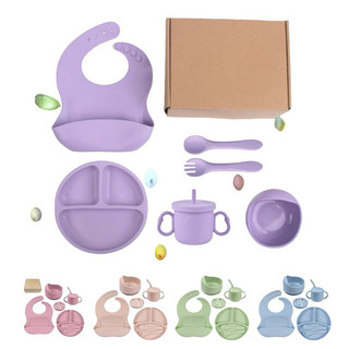 Bộ Bát Đĩa Ăn Dặm Cho Bé Trai Bé Gái set 6 món khay dặn dặm, dĩa thìa ăn dặm, cốc tập uống cho bé.