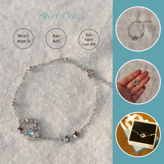  Vòng tay bạc mặt tròn đính đá CZ đổi màu SILVER CHIC LT05 bạc 925