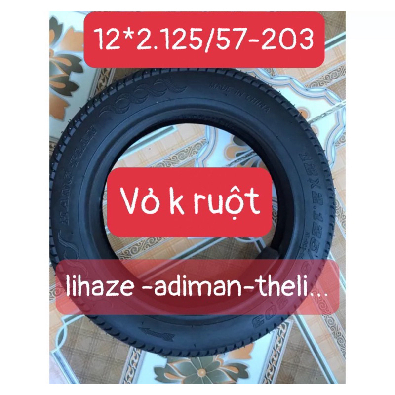 săm lốp Xe đạp điện lihaze - Vỏ Ruột Xe đạp điện adiman 12 1/2X 2 1/4 (57-203 ) - săm lốp Xe đạp điệ