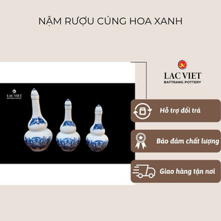Nậm cúng hoa xanh - đồ thờ tâm linh gốm sứ Bát Tràng