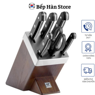 Bộ dao zwilling gourmet set 7 món tự mài, bộ dao nhà bếp, thép nguyên khối, made in germany, bh 12 tháng