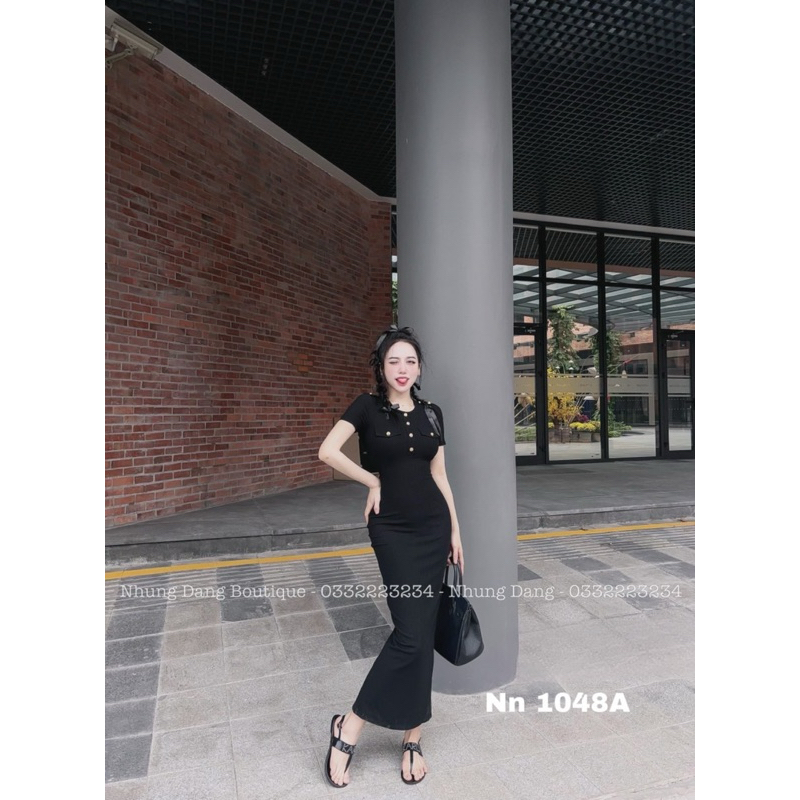 Váy Body Tăm Phối Nút Dáng Dài