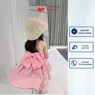 Váy 2 dây kẻ hồng nơ lưng - váy bé gái, thời trang trẻ em - va31