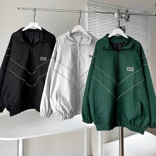 Áo khoác dây kéo nam nữ thêu logo WZS vải dù 2 lớp phối viền phát sáng