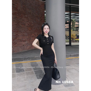 Váy Body Tăm Phối Nút Dáng Dài