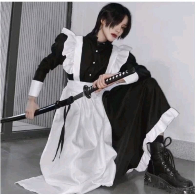 [Pass Size M ] Maid dài cosplay dành cho nam nữ quần áo hầu gái