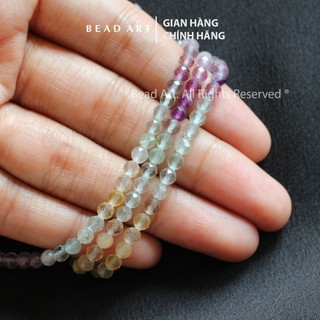   5 Hạt 10 Hạt  4MM Đá Fluorite Đa Sắc Giác Cắt Phối Vòng Tay Phong Thuỷ Chuỗi Hạt Kim Thuỷ Mộc Hoả Thổ - Bead Art 