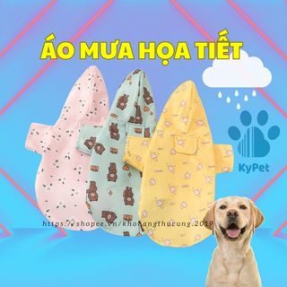 Áo mưa dành cho thú cưng/ áo mưa vải dày chống thấm nhiều họa tiết dành cho chó mèo