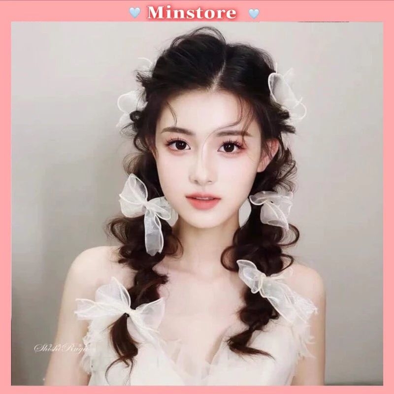kẹp tóc nơ voan phong cách Hàn quốc