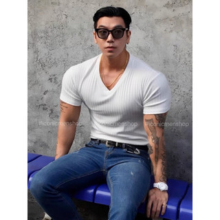 Áo cổ tim thun gân đũa, form body tôn dáng