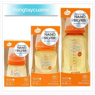 Bình sữa wesser cổ hẹp/cổ rộng nano silver bình sữa cho bé sơ sinh và bé lớn công nghệ nano bạc kháng khuẩn
