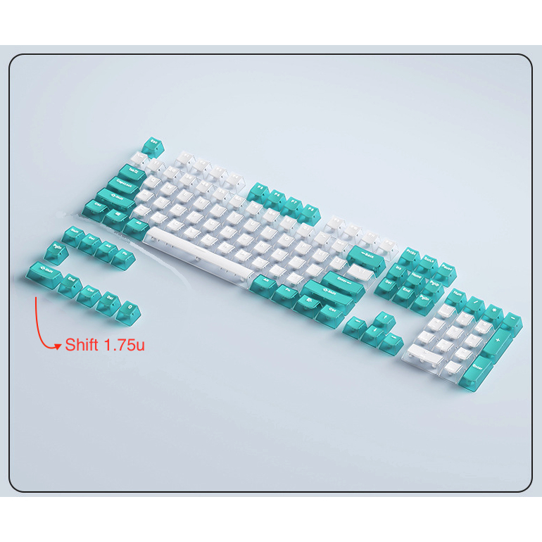 Nút bàn phím cơ CMK Keycap xuyên LED PBT Crystal White Green OEM Profile