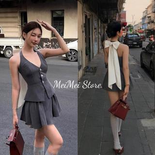  Set gile ĐÍNH NƠ TRẮNG kèm chân váy xoè xếp ly siêu xinh