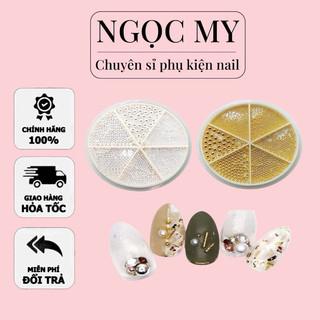 Bi khay tròn Vàng, Bạc trang trí móng nail