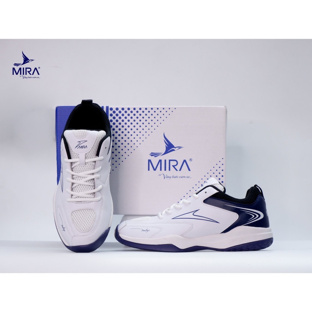 Giày cầu lông Mira Matrix chính hãng - Đế cao su Eva trợ lực chơi sân bê tông tốt được tặng kèm tất dệt kim không mùi