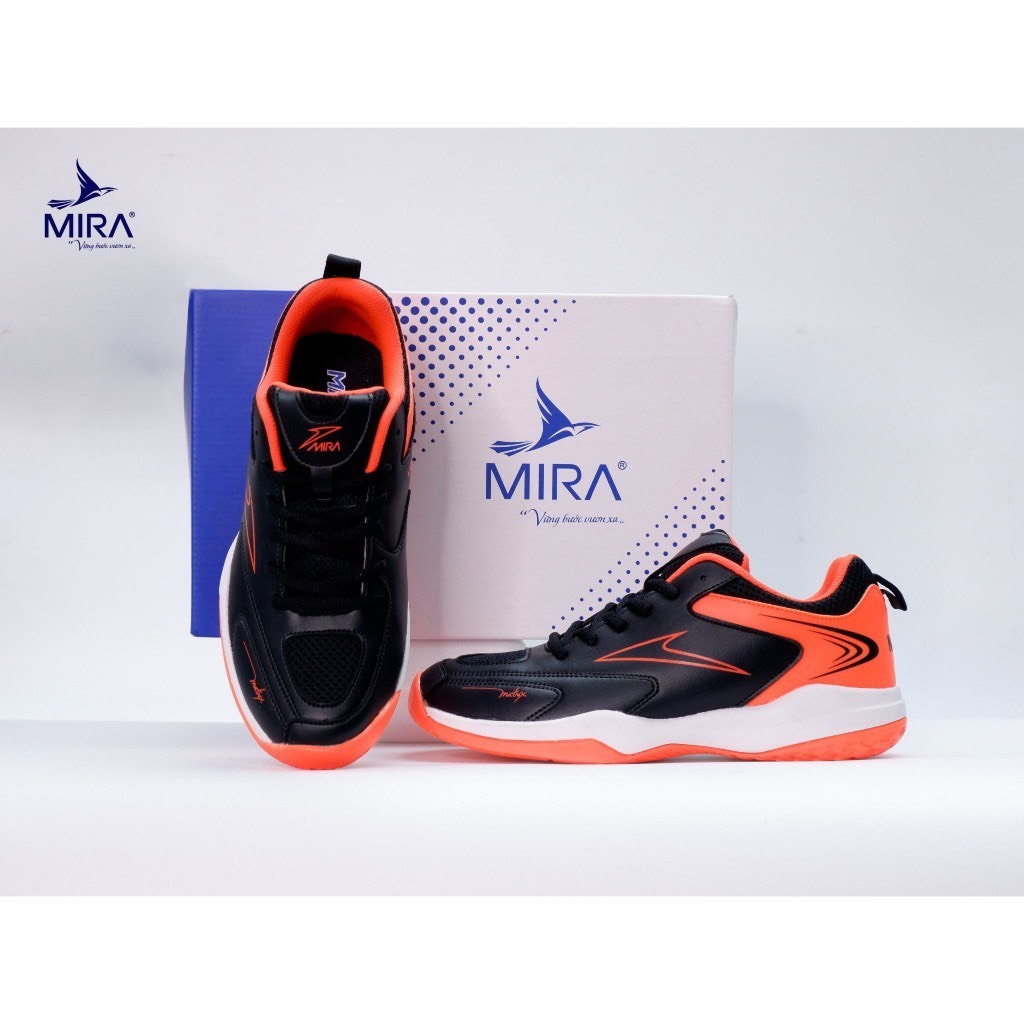 Giày cầu lông Mira Matrix chính hãng - Đế cao su Eva trợ lực chơi sân bê tông tốt được tặng kèm tất dệt kim không mùi