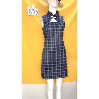 đầm sườn xám kẻ caro size M. S835