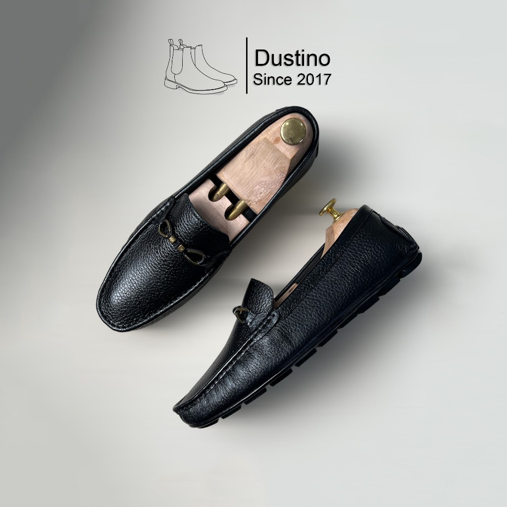 Giày Mọi Nam Da Bò Có Nơ M02, Giày Moca Nam Da Sần