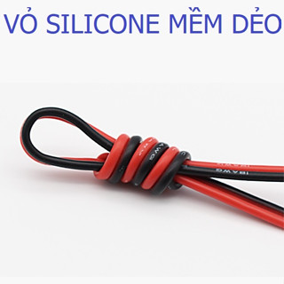  5m dây điện đôi silicon chậm cháy chịu nhiệt vỏ đỏ đen lõi đồng mạ thiếc dẫn điện tốt Led camera CCTV biển quảng cáo 