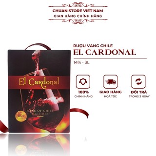 Rượu vang bịch Chile El Cardonal Cabernet Sauvignon 14% hộp 3L nhập khẩu chính hãng
