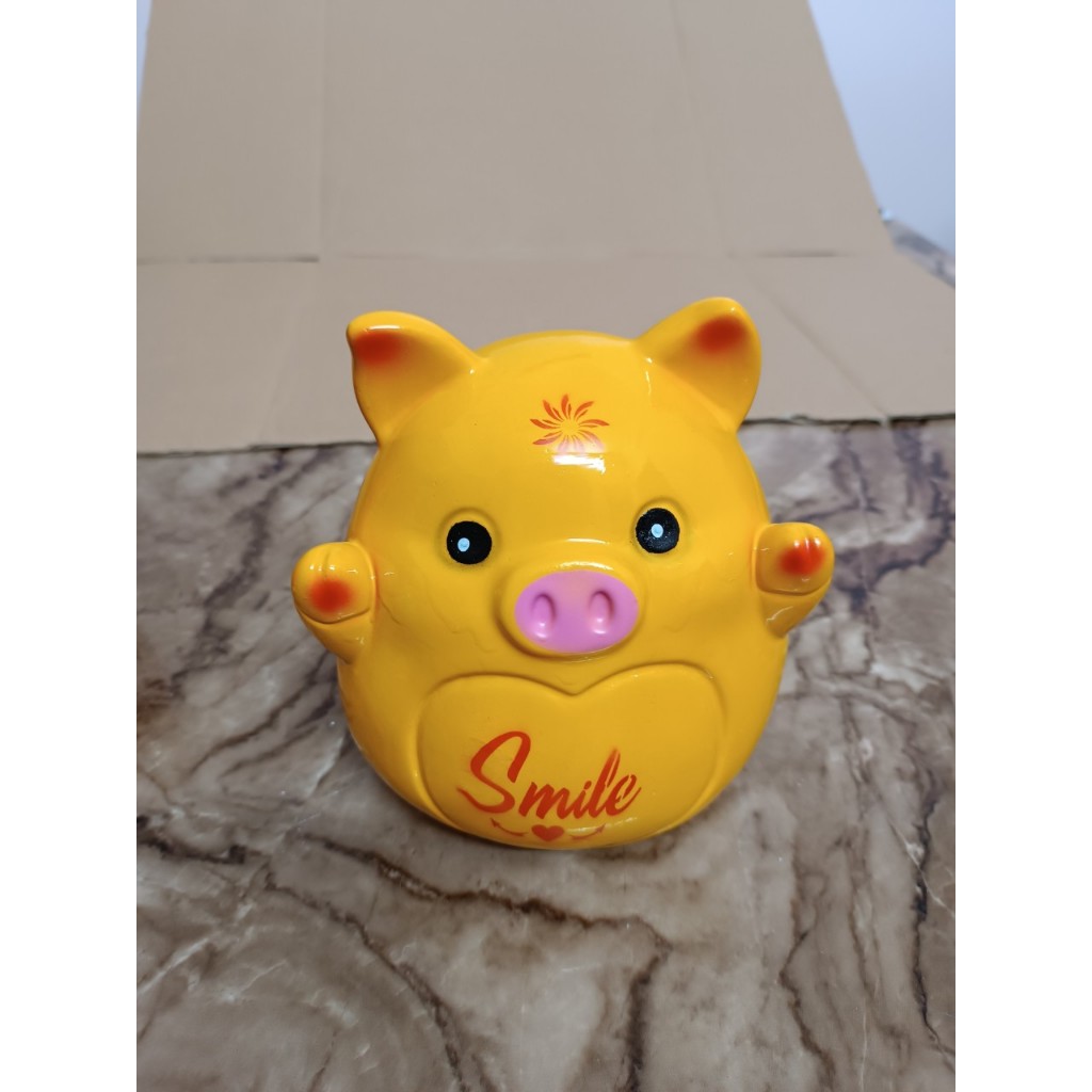 Lợn đất/Heo đất tiết kiệm, heo đất làm quà tặng, Decor trang trí hình Pikachu in chữ Smile( Hình thậ