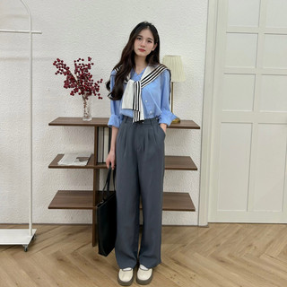 [GIẢM 80K ĐƠN 0K] [ KHÔNG KÈM KHĂN QUÀNG ] Áo sơ mi vạt chéo chất thô mềm dáng basic (SƠ MI DIỆP)