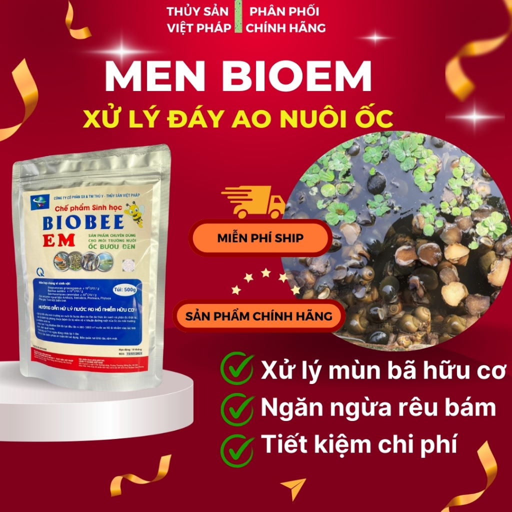 MEN VI SINH BIOEM  XỬ LÝ NƯỚC VÀ ĐÁY AO NUÔI ỐC NHỒI ỐC BƯƠU ĐEN