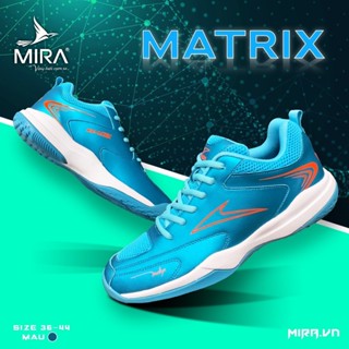 Giày cầu lông Mira Matrix chính hãng màu xanh cổ vịt - Đế cao su Eva trợ lực chơi sân bê tông tốt tặng kèm tất dệt kim