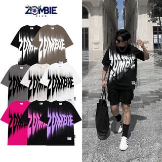 Áo thun zombie club blur, local brand unisex cotton 100% 230gsm, áo thun unisex zoombie hotrend hè 2024
