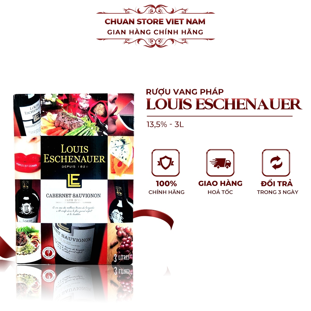 Rượu vang bịch Pháp Louis Eschenauer 13.5% hộp 3L nhập khẩu chính hãng
