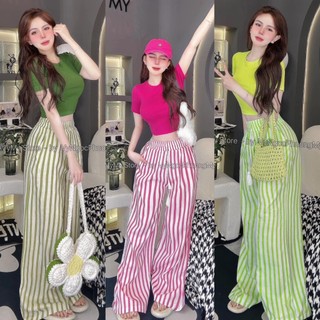 Sét bộ đồ áo croptop Quần sọc suông thể thao năng động cá tính hottren